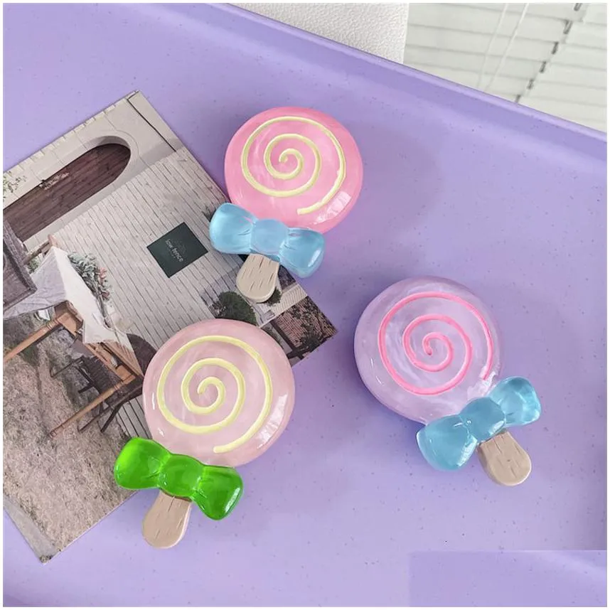 decorative objects figurines korea cute lollipop phone grip tok griptok korea ring holder stand for iphone 11 13 accessories cute rainbow candy phone