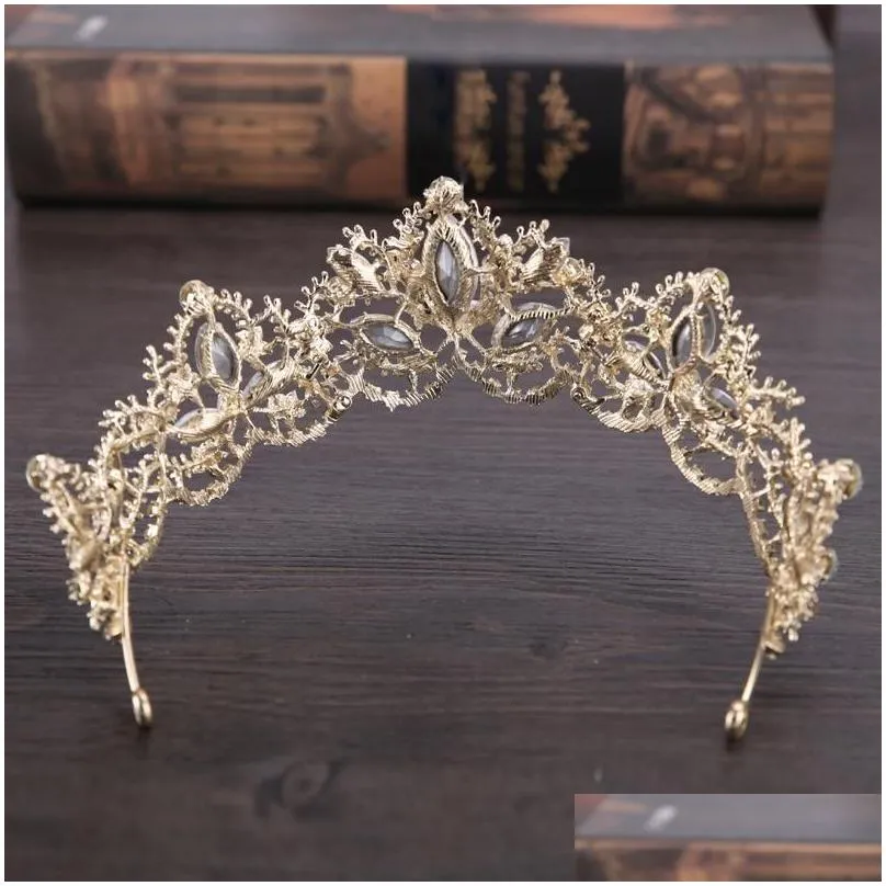 Luxury Bridal Crown Headpieces Sparkle Rhinestone Crystals Roayal Wedding Crowns Crystal Veil Headband Hair Accessories Party Tiaras