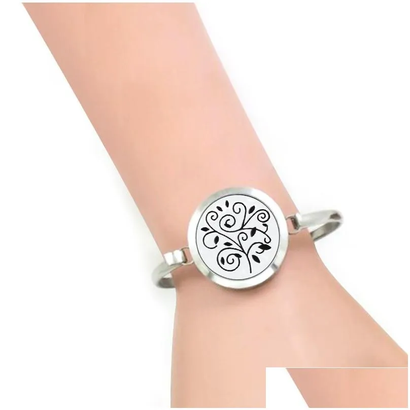 20 design stainless steel aromatherapy bracelets  oil diffuser magnetic open locket charm bangle for women men perfume jewelry