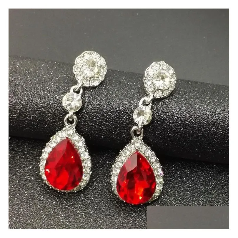 Fashion Bridal Jewelry Crystals Earrings Silver Rhinestones Long Drop Earring 5 Colors Wedding Gift