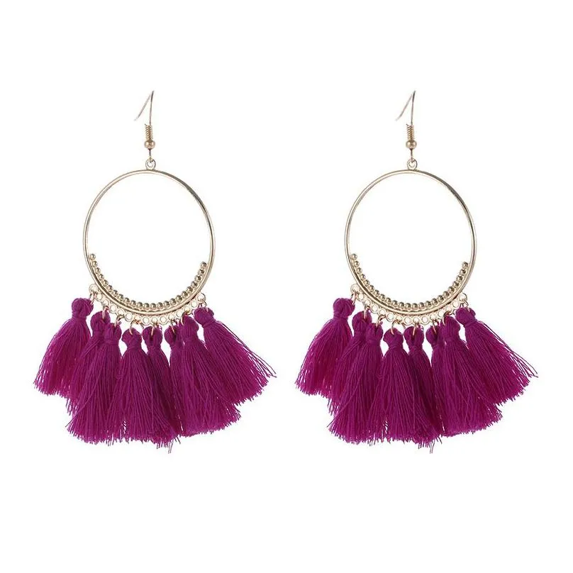 new ethnic fringe tassel dangle earrings for women bohemian large big hoop long statement drop earrings female fashion jewelry gift