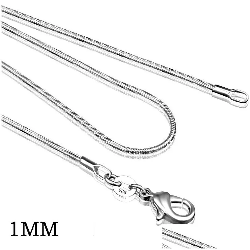 Nklaus Collana Catenina A Serpente In Argento Sterling 925 - Larghezza 1mm, Scegli La Lunghezza (38-45cm)