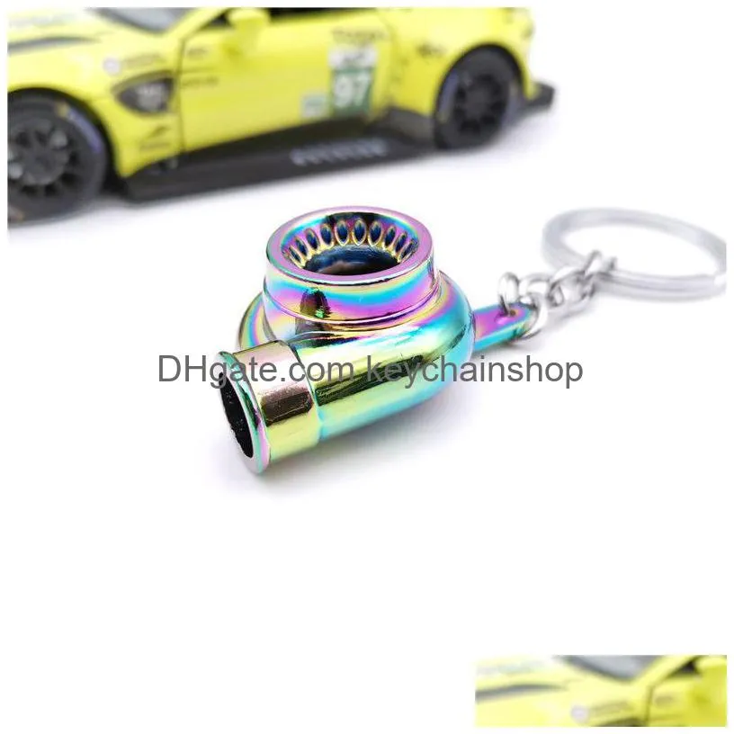 spinning turbo keychain creative fans favorite sleeve bearing turbine turbocharger keyring key chain ring keyfob car parts keychains