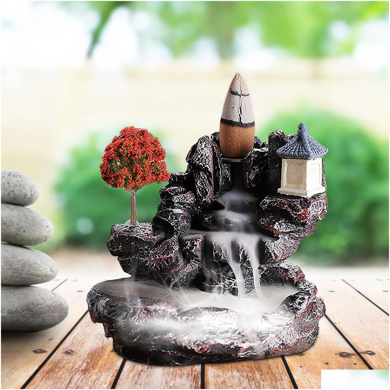 fragrance lamps incense waterfall burner backflow incense burner innovative resin | incense sandalwood incense burner for home office zen decor