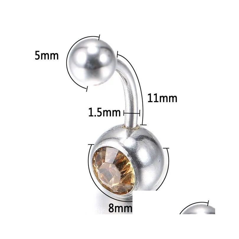 stainless steel belly button rings navel rings crystal hypoallergenic body piercing bars jewlery for women`s bikini fashion jewelry