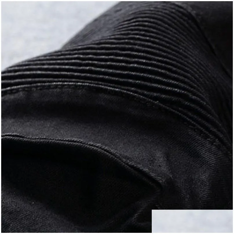 Luxurys Designers Jeans Distressed France Fashion Pierre Straight Men`s Biker Hole Stretch Denim Casual Jean Men Skinny Pants Elasticity Male Ripped Trousers