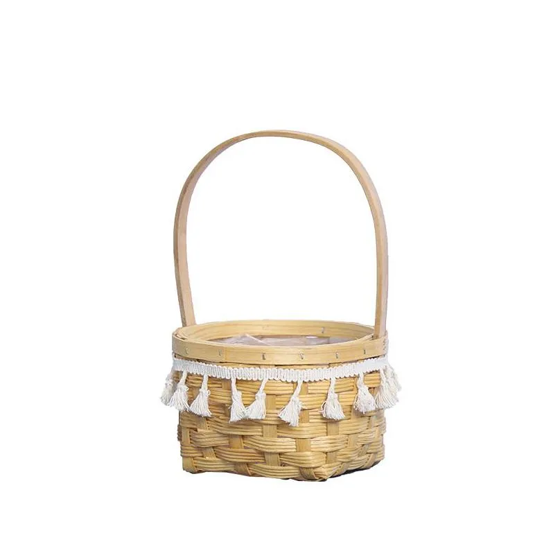 handmade wood bag woven storage baskets for flower fruit vegetable home organizer wedding decor