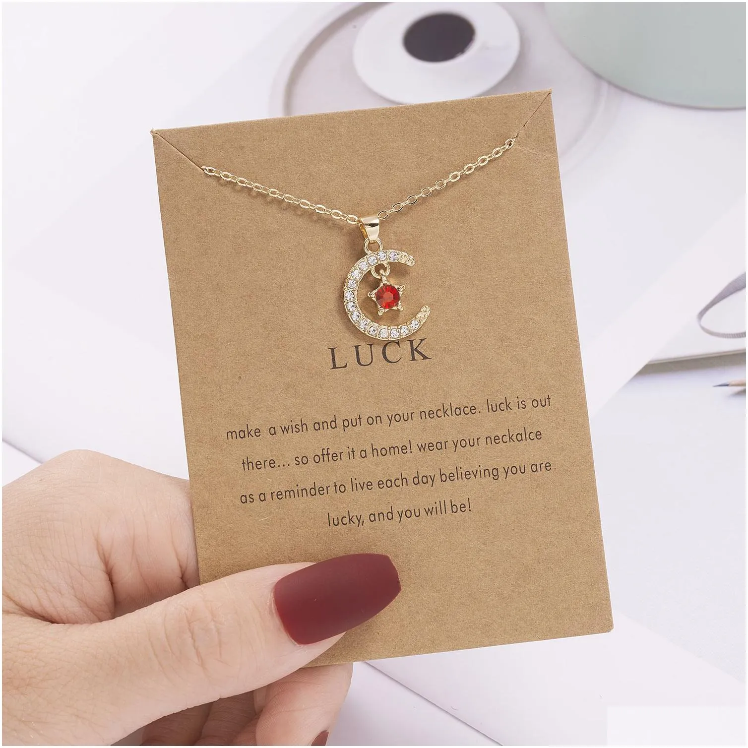 fashion birthstone necklaces for women 12 months crystal star moon pendant chain men trendy birthday party jewelry gift