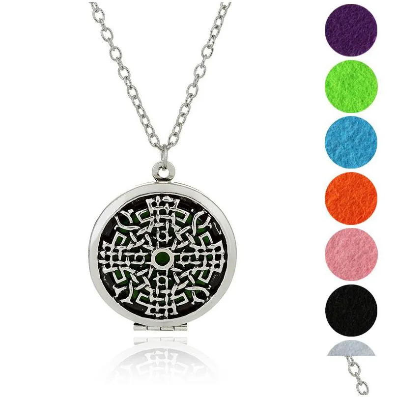 18 styles  oil diffuser necklaces opening hollow floating aromatherapy locket pendant link chain for women fashion jewelry