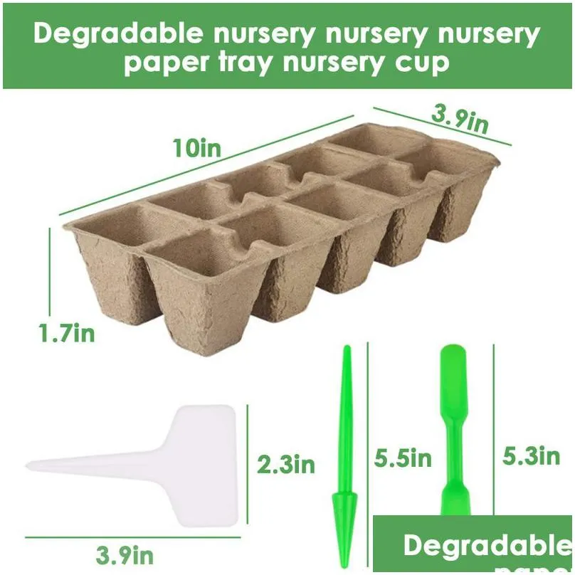 12pcs seedling trays kit seed starter tray biodegradable peat pots plant growing bag plant labels nursery pot for garden outdoor