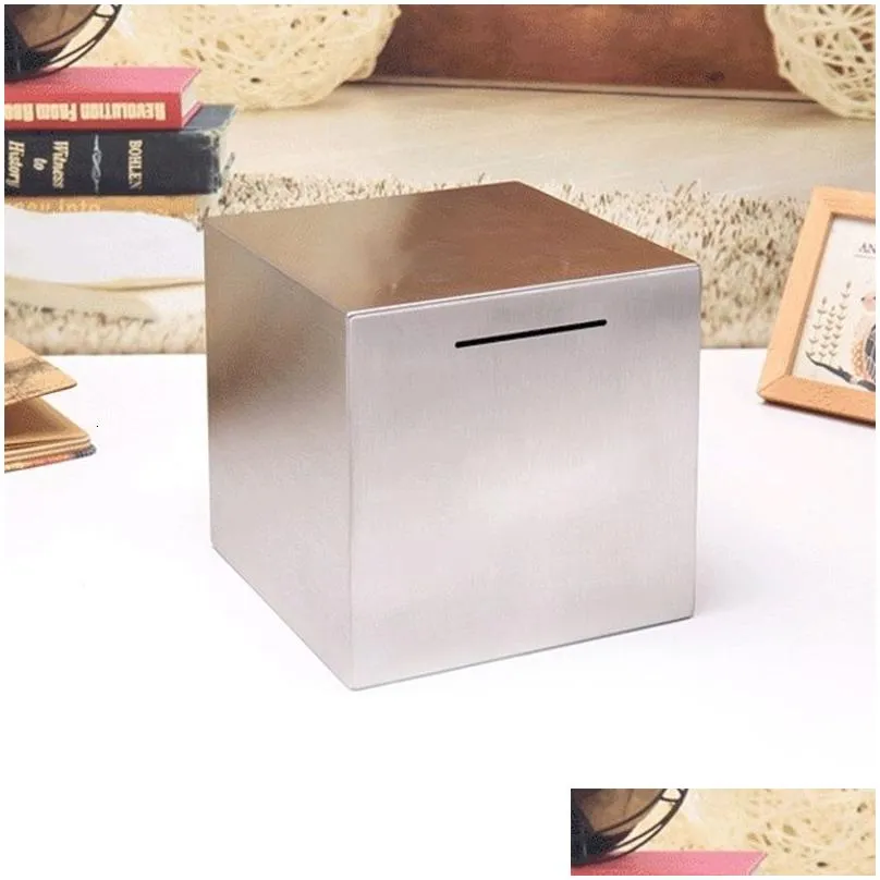 novelty items safe piggy bank made of stainless steel safe box money savings bank for kids can only save the piggy bank that cannot be taken