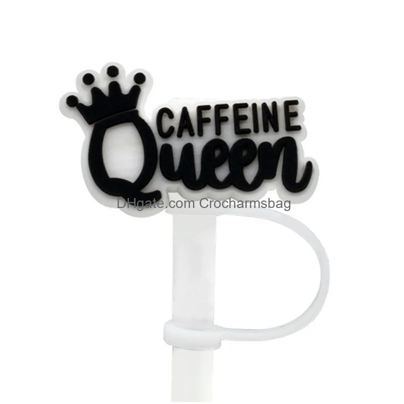 coffee series straw cover topper silicone accessories cover charms reusable splash proof drinking dust plug decorative DIY your own 8mm
