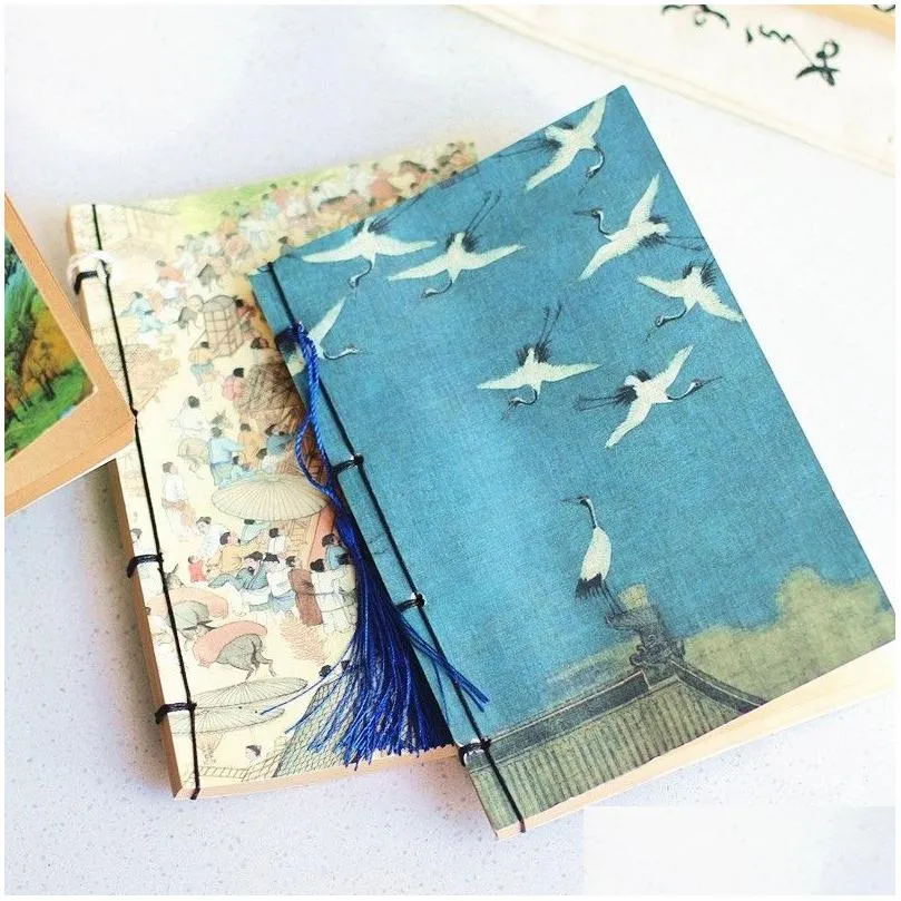 wholesale chinese retro personal diary notebook antique tassels blank kraft jounals sketchbook notebooks notepad student stationery