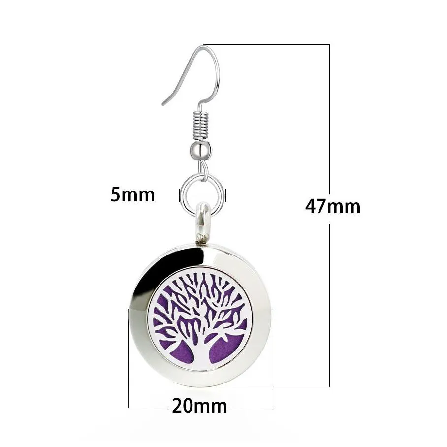 tree of life  oil diffuser dangle earrings for women stainless steel magnetic aromatherapy locket drop earrings fashion