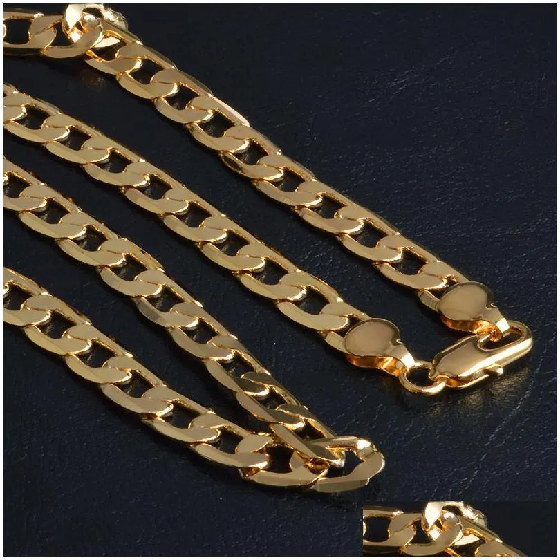 fashion 10mm 18k gold plated chains men`s hiphop 20 inch figaro chain necklaces for women hip hop jewelry accessories gift hot sale