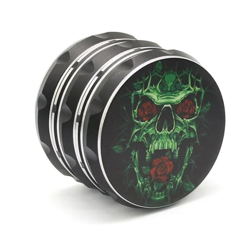 3d metal manual herb grinder 63mm creative skull pattern smoking accessories 4 layers tobacco grinders mixed colors