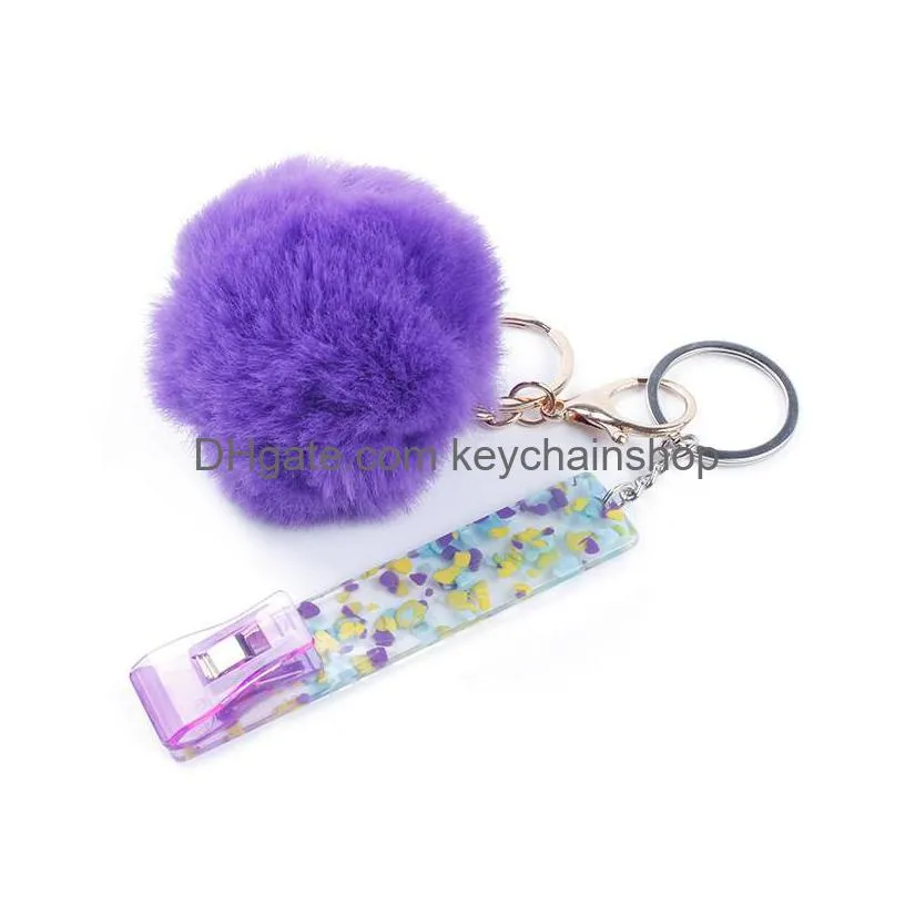 card grabber household personal care fashion cute credit cards puller pompom mini key rings acrylic debit bank for long nail atm rabbit fur keychain