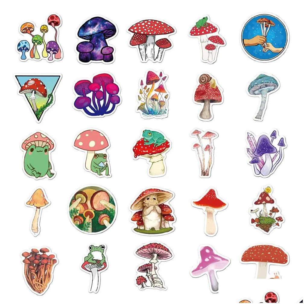  waterproof 10/30/50pcs cartoon mushroom plant graffiti stickers decals phone bike skateboard laptop scrapbook diary cute sticker kid toys car