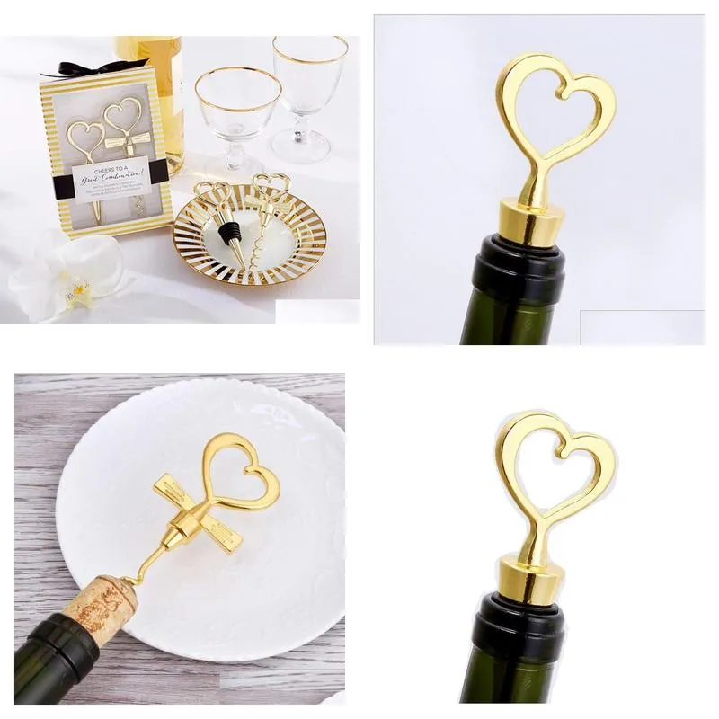 Wedding Favors Wine Bottle Opener Heart Shaped Novelty Great Combination Corkscrew Stopper Elegant Heart Sets Gift