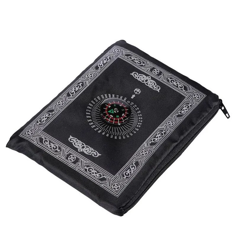 islamic prayer carpets portable braided mat zipper compass blankets travel pocket rug rectangular waterproof carpet 60*100cm