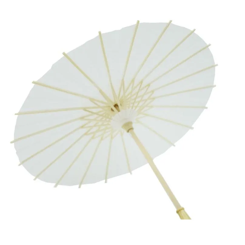 White Paper Umbrellas Bridal Wedding Parasols Chinese Style Mini Craft Umbrella DIY Painting