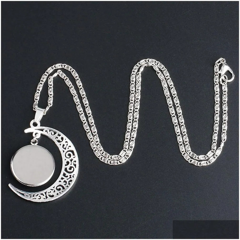 2019 christian bible verse moon necklaces for women catholic church scripture glass time gem cabochon pendant chains fashion jewelry