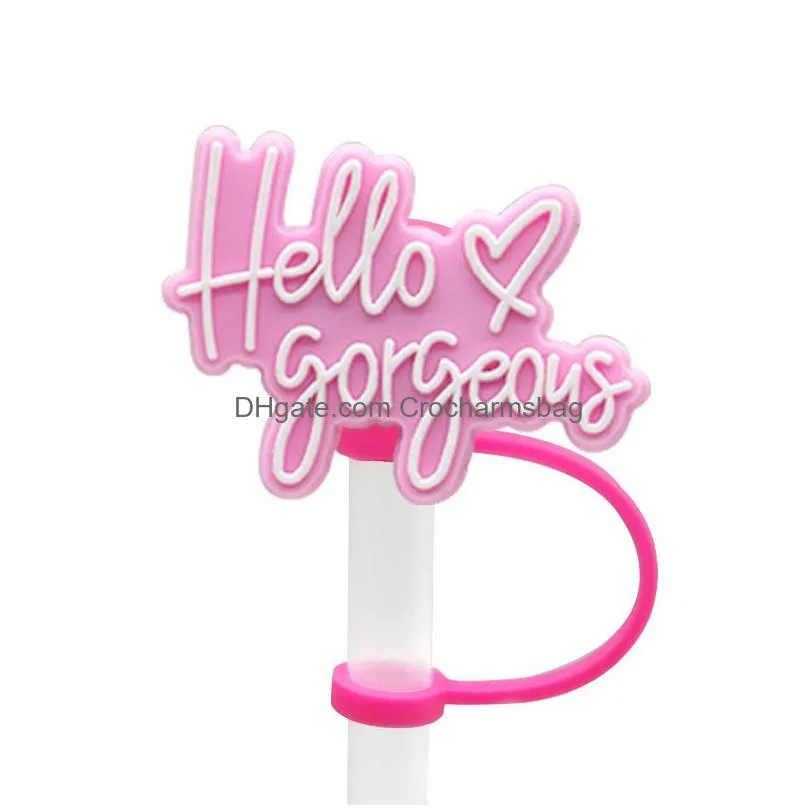 valentine`s day straw cover topper silicone accessories cover charms reusable splash proof drinking dust plug decorative DIY your own 8mm