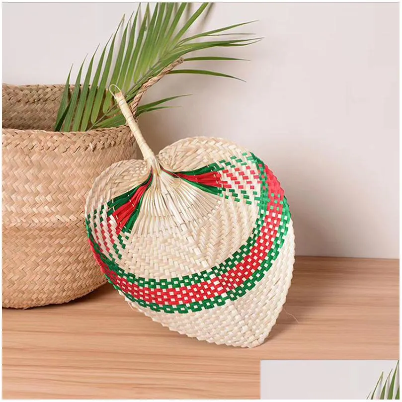 colorful woven straw bamboo hand fan favor party baby environmental protection mosquito repellent fans for summer wedding gift