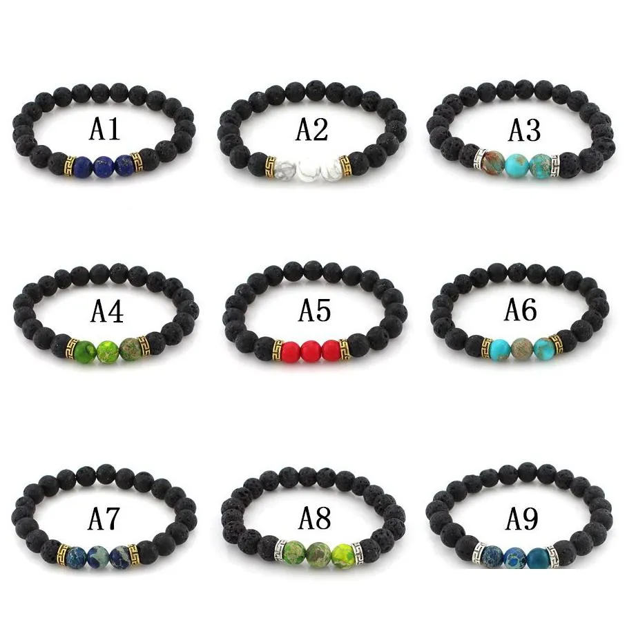 handmade lava rock beaded chain bracelets women`s essential oil diffuser natural stone bangle for men s diy crafts aromatherapy