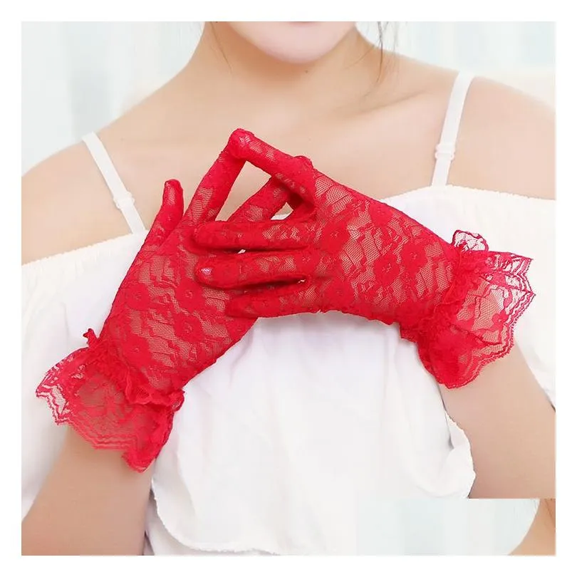 Sexy Lace Sunscreen Gloves Women`s Wedding Ceremony Breathable Short Finger