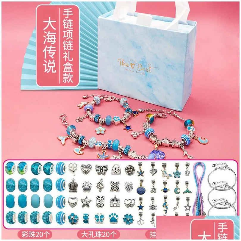 other event party supplies diy beaded bracelet set with storage box for girls gift acrylic european large hole beads handmade jewelry making kit navidad