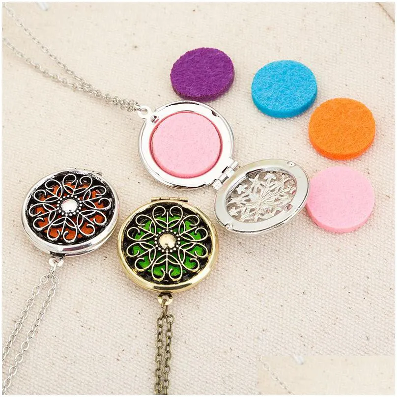 18 styles  oil diffuser necklaces opening hollow floating aromatherapy locket pendant link chain for women fashion jewelry