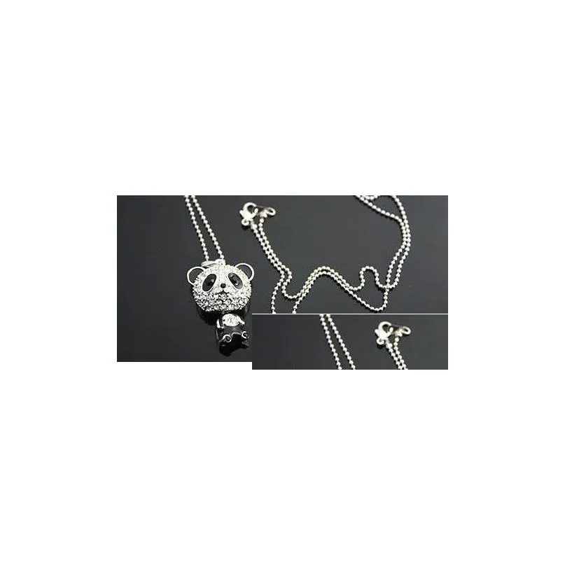 new shiny exclusive panda necklace rhinestone super charm panda necklace for women jewelry cute awesome panda pendant necklaces