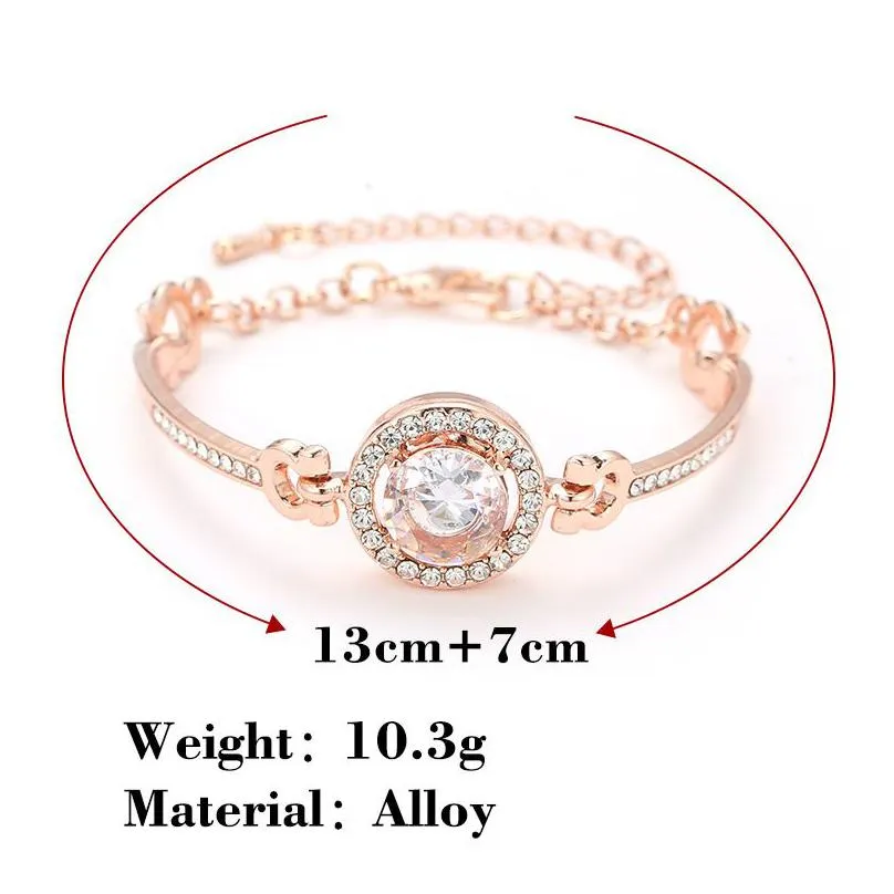 luxury cubic zirconia stone charm bracelets for women bling artificial diamond gold silver rose gold chain bangle fashion jewelry gift