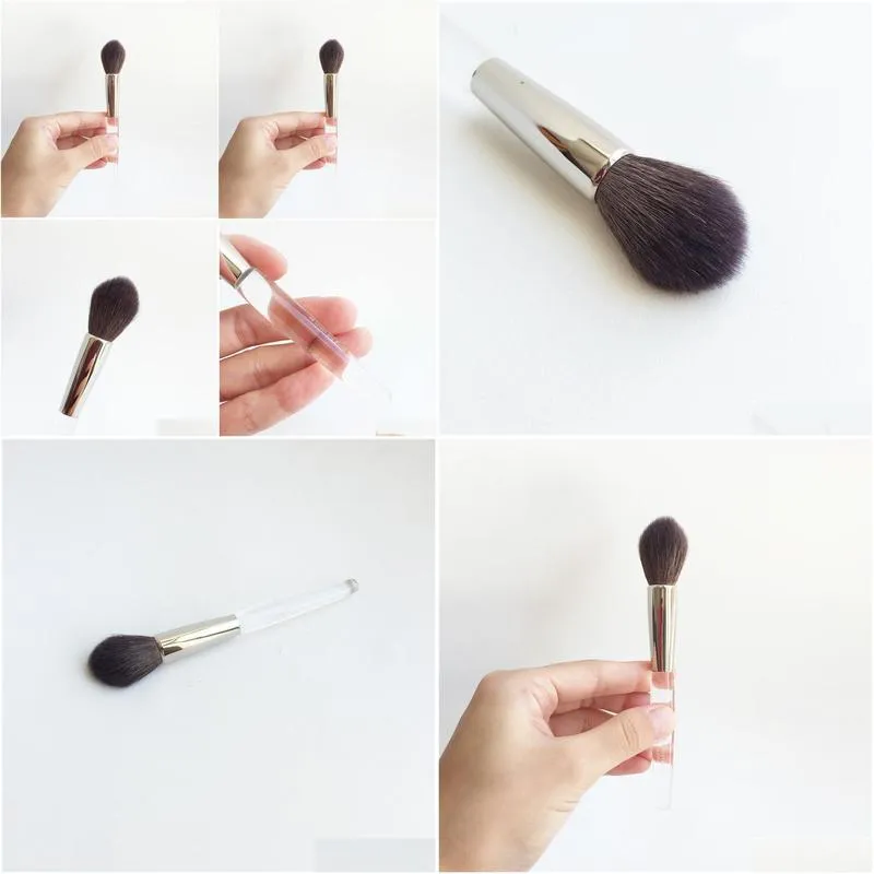 trishmcevoy brush 48 sculpt blend face brush - soft goat hair tapered highlighter cheek blending brush - beauty makeup applicator