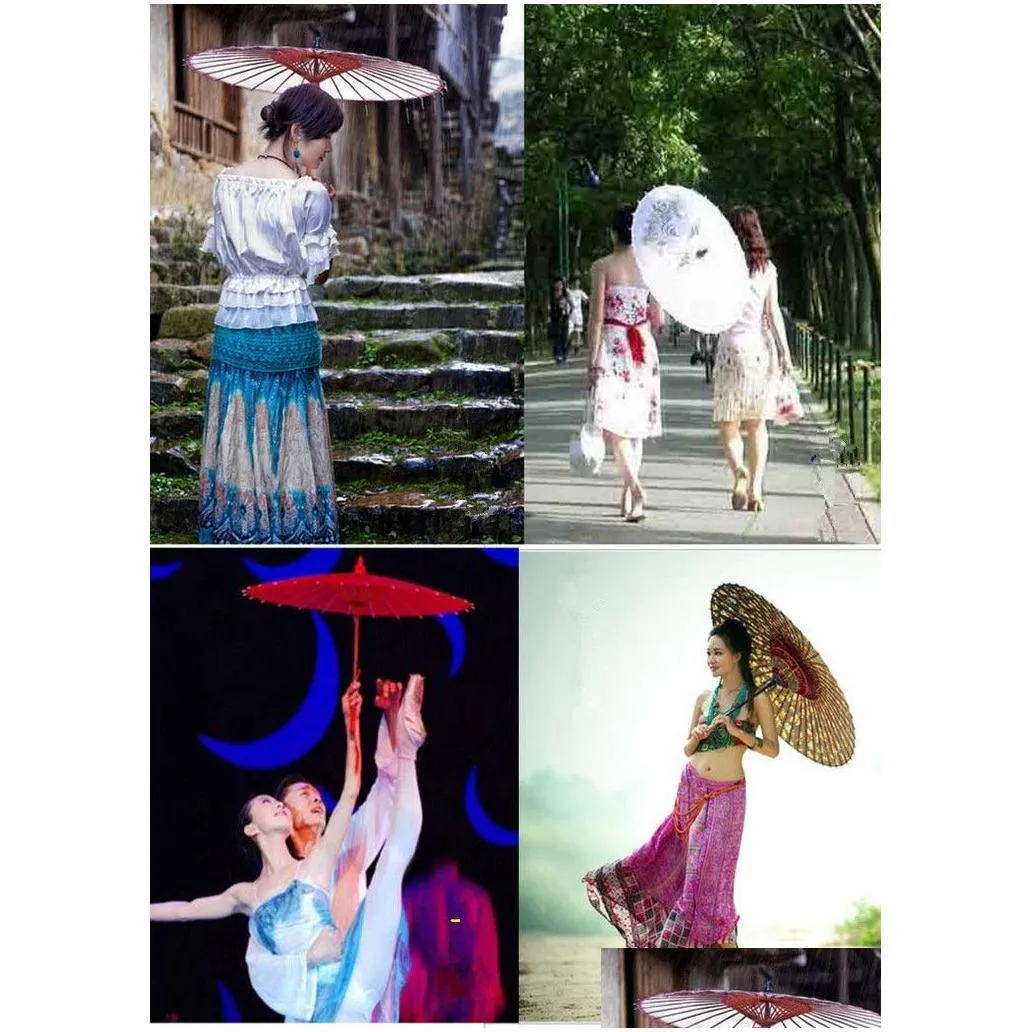 White Paper Umbrellas Bridal Wedding Parasols Chinese Style Mini Craft Umbrella DIY Painting