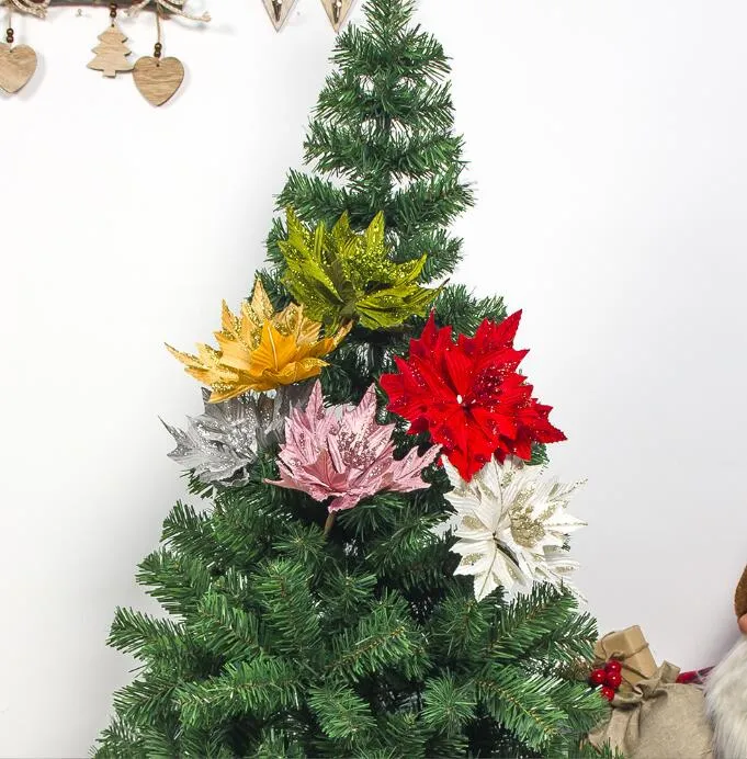 christmas decorations christmas tree simulation shiny leaf red white pink grey green yellow color for choose