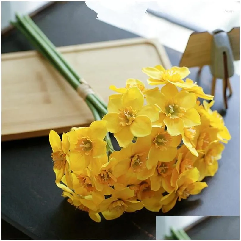 Decorative Flowers Daffodils Simulation Flower Bouquet High-grade Arrangement Living Room Desktop Floral Home Decoration Fake