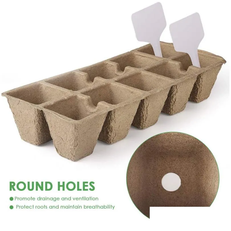 12pcs seedling trays kit seed starter tray biodegradable peat pots plant growing bag plant labels nursery pot for garden outdoor