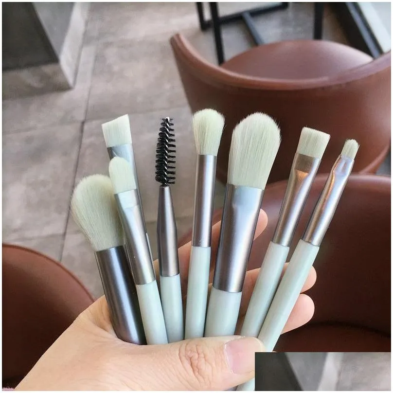 8pcs portable makeup brushes set face eye lip eyeshadow eyebrow comb eyelash foundation powder brush tools cosmetic