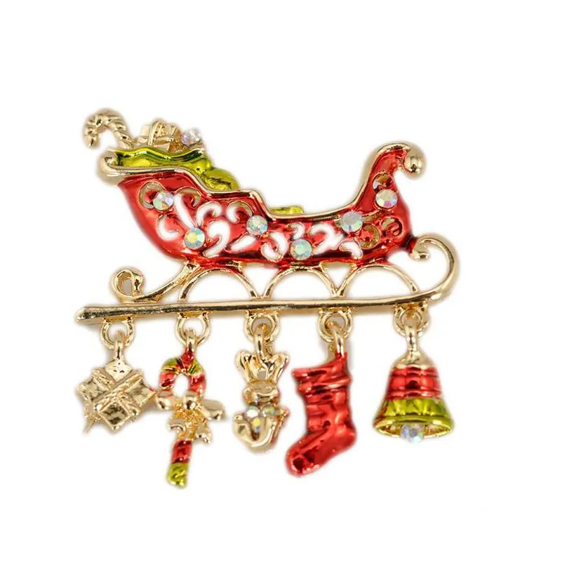 fashion 10 styles christmas ladies brooches pin boot bell snowman reindeer brooch pins sleigh wreath diamante brooches wholesale china