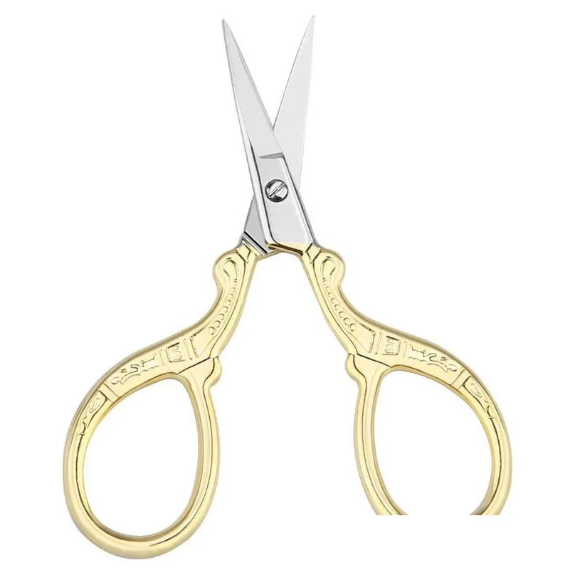 stainless steel handmade scissors round head nose hair clipper retro gold plated household tailor shears for embroidery sewing beauty