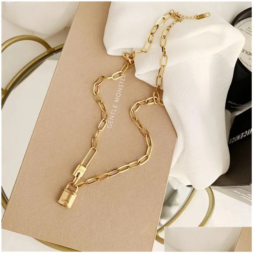 european and american fashion necklaces for women street retro hip hop high sense locket pendant necklace gold cold wind clavicle