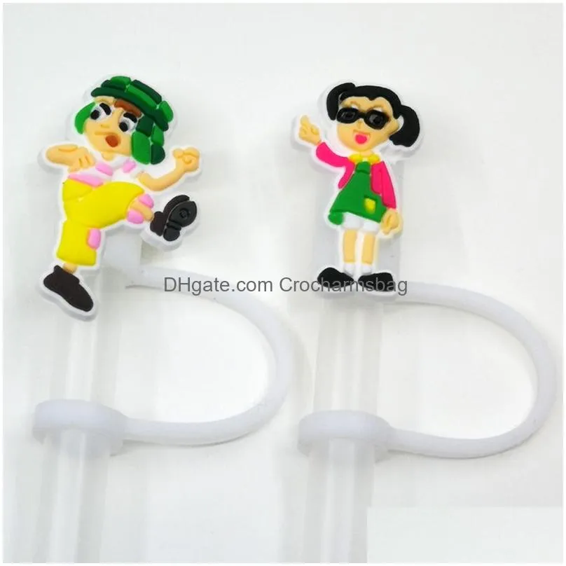 Custom Mexico Boy soft silicone straw toppers accessories cover charms Reusable Splash Proof drinking dust plug decorative 8mm straw party