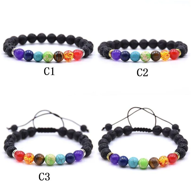 handmade lava rock beaded chain bracelets women`s essential oil diffuser natural stone bangle for men s diy crafts aromatherapy