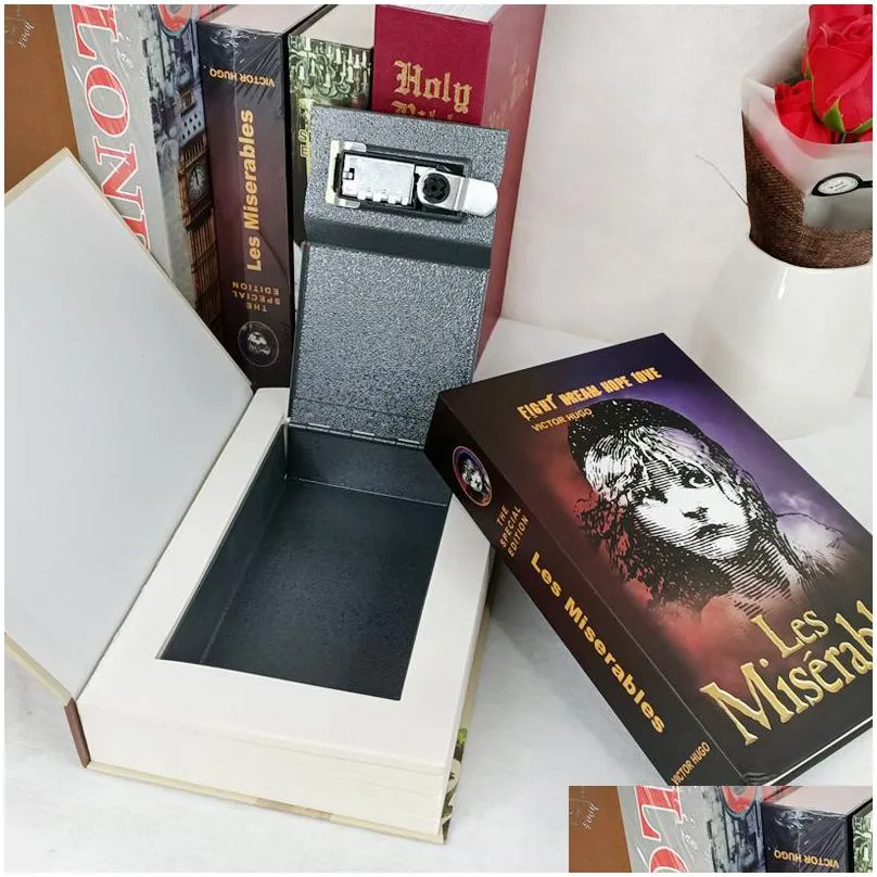 novelty items home book safe key lock type high quality secret book hidden safe metal steel simulation classic books money box coin bank