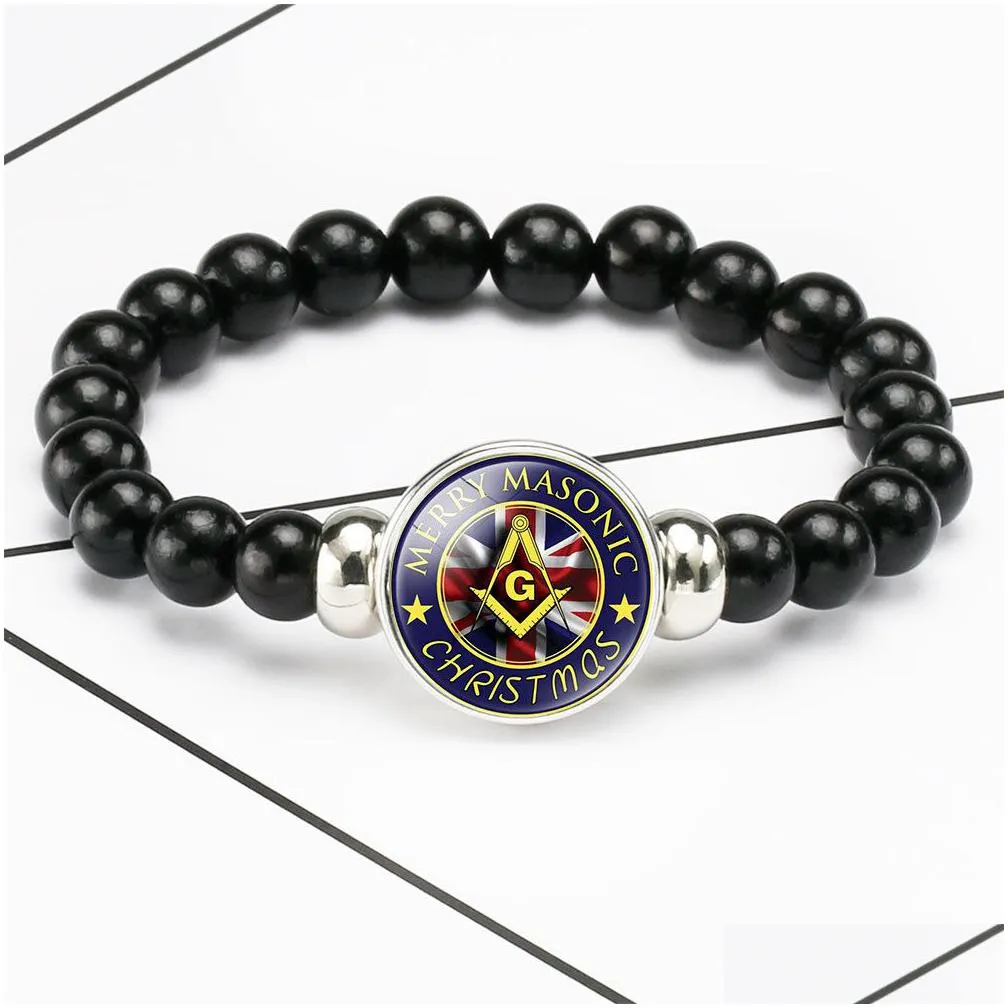 new masonic sign charm bracelets for mens 18mm ginger snap button acrylic beads chains bangle fashion jewelry gift