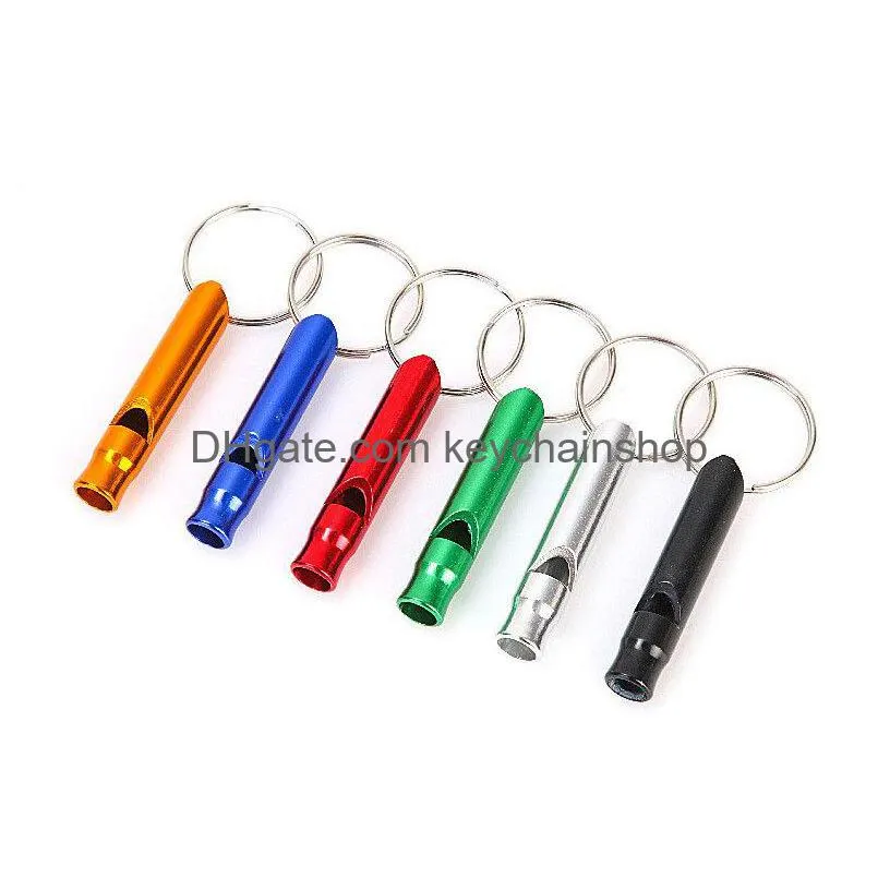 metal whistle keychains portable self defense keyrings rings holder fashion car key chains accessories outdoor camping survival mini tools