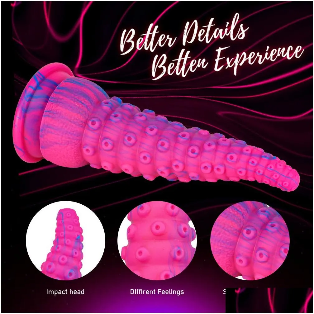 Dildos/Dongs Silicone Octopus Tentacle Huge Animal Colorful Monster Prostate Massage Anal Butt Plug Sex Toy for Women Adult Toys