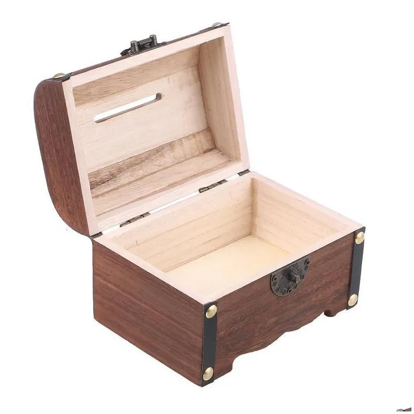 novelty items vintage treasure storage box piggy bank organizer saving box case with lock for home retro treasure chest with lock